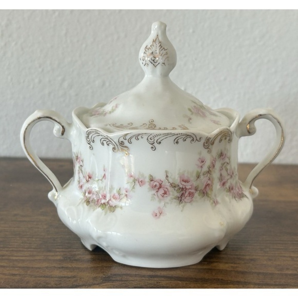 Irma‎ ZS & Co Bavaria Porcelain Pink Roses Sugar Bowl W/Lid